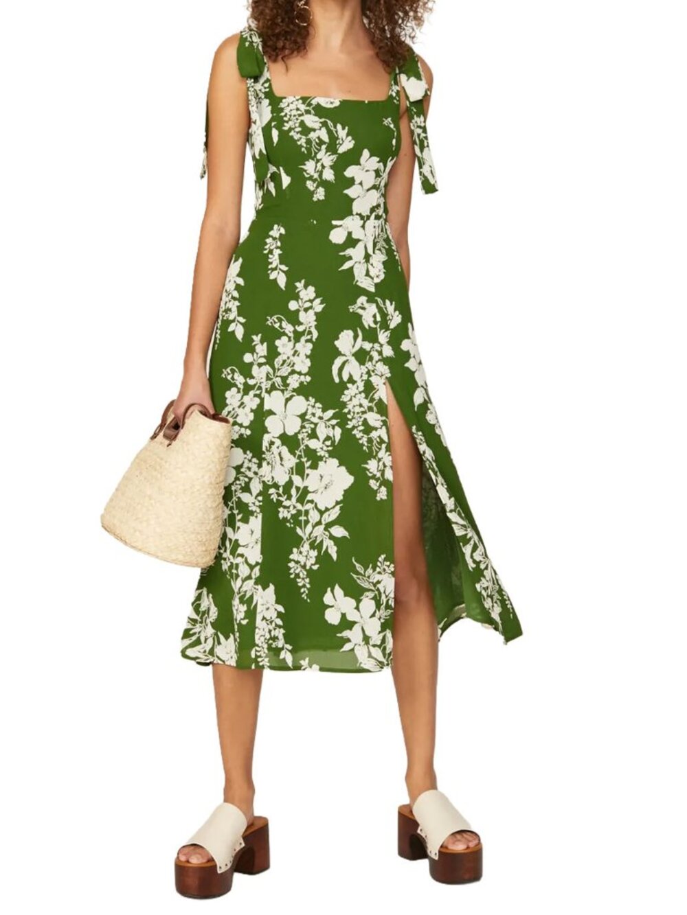Reformation Twilight Midi Dress Mystique Green Floral 8